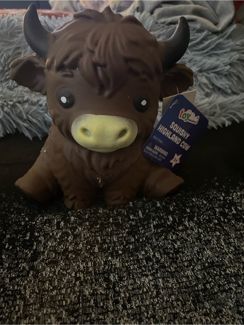 Toymendous Brown Highland Cow Squishy Stress Toy with Pale Yellow Snout